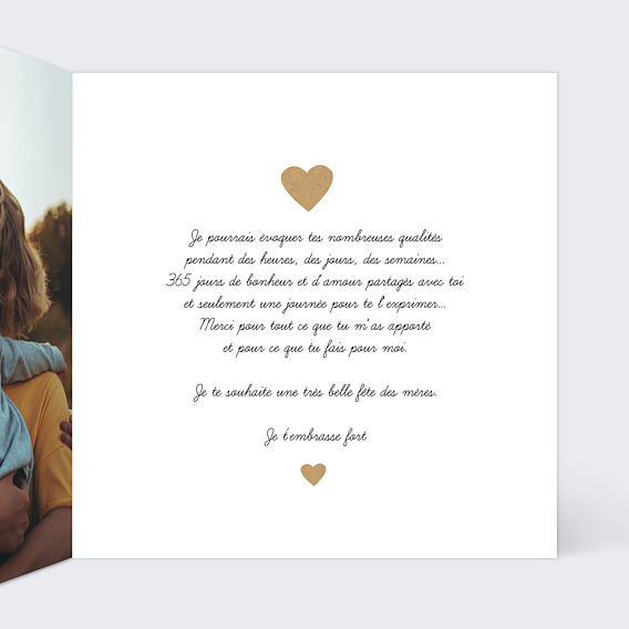 Carte fête des mères Déclaration d'Amour Intérieur Droit