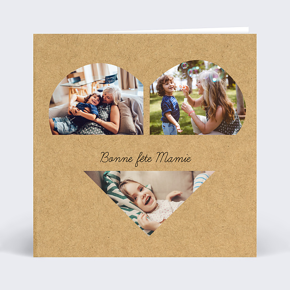 Carte fête des grands-mères Joli Cœur Recto