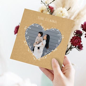 Carte virtuelle fête des mères Coeur fleuri