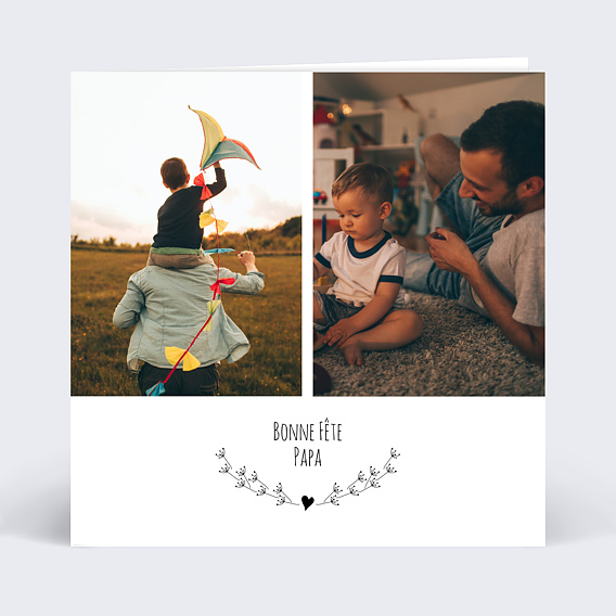 Carte fête des pères Cœur Bucolique Recto