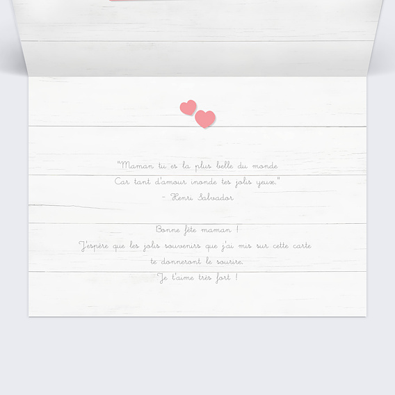 Carte fête des mères Bois Intérieur Droit