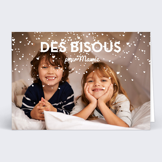 Carte fête des grands-mères Fête Mamie Pluie Coeurs Recto