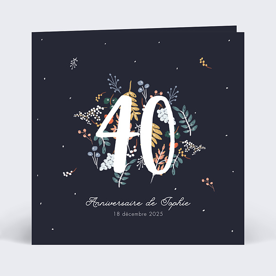 Invitation anniversaire Grands chiffres fleurs