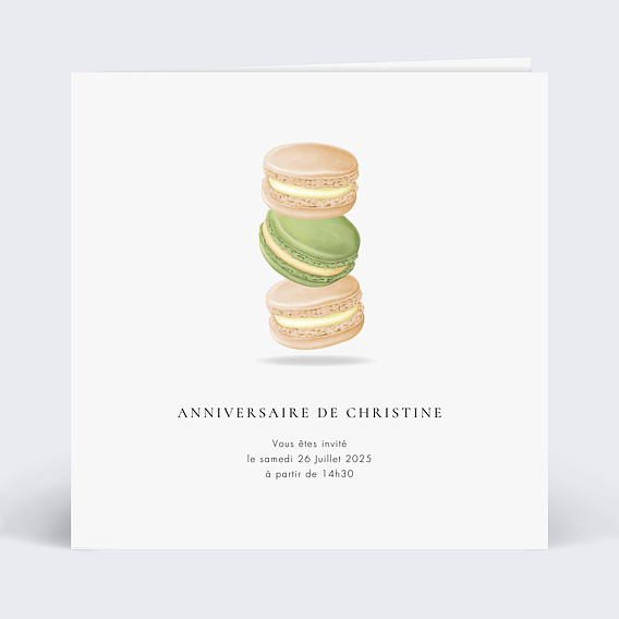 Invitation anniversaire Macarons