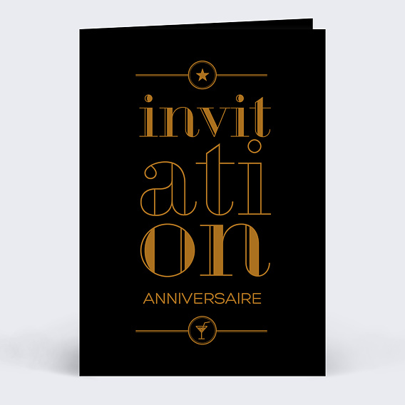 Invitation anniversaire Années Folles Typographie