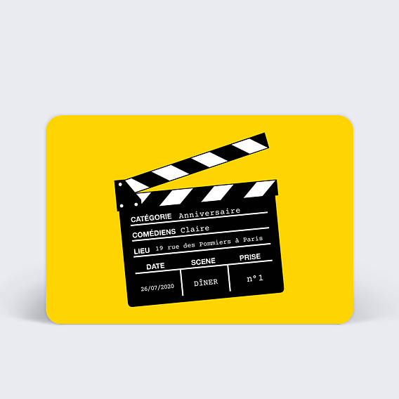 Invitation Anniversaire Adulte Clap Cinéma