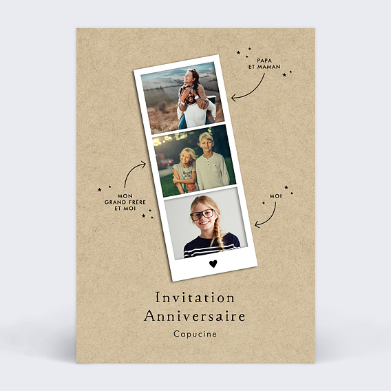 Invitation anniversaire enfant Polaroid Anniversaire Enfant