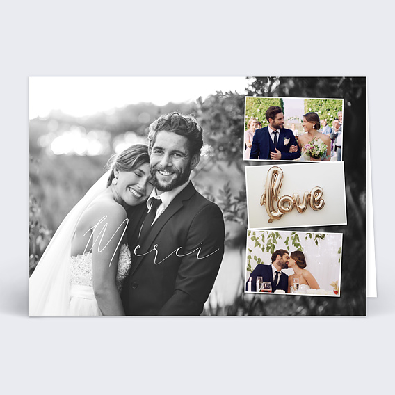 Carte remerciement mariage Vignettes