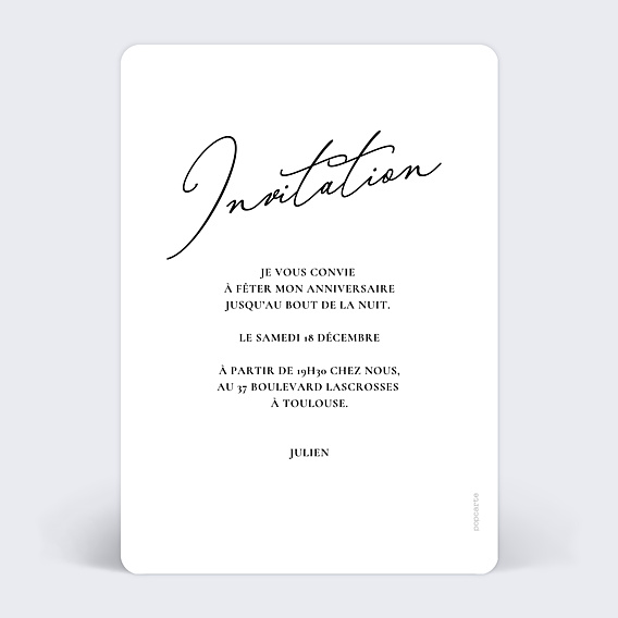 Invitation Anniversaire Adulte Glamour