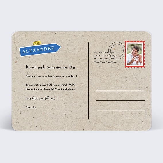 Invitation anniversaire Panneau Verso