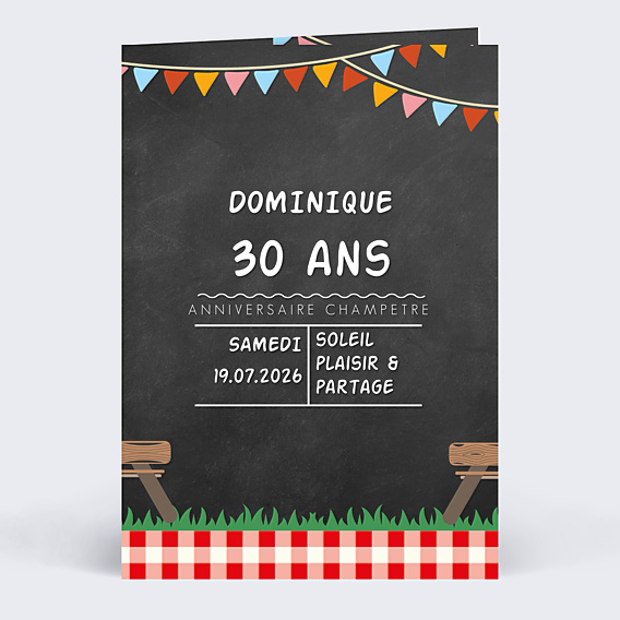 Invitation Anniversaire Adulte Pique-nique Champêtre