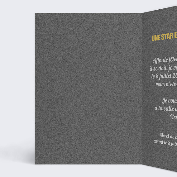 Invitation anniversaire Star Intérieur Gauche
