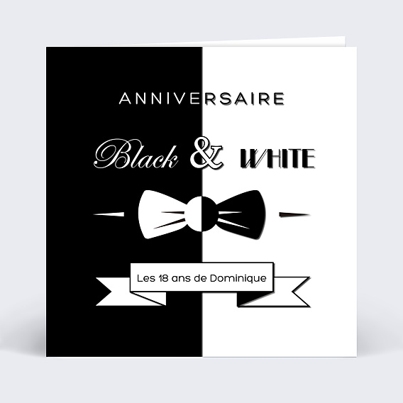Invitation Anniversaire Adulte Black and White