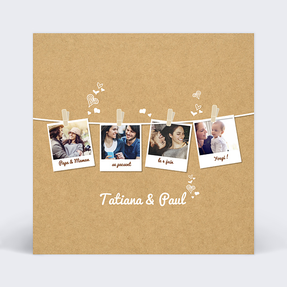 Faire part pacs Carte Pacs Corde Linge