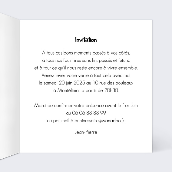 Invitation anniversaire Soirée Anniversaire Rétrospective Intérieur Droit