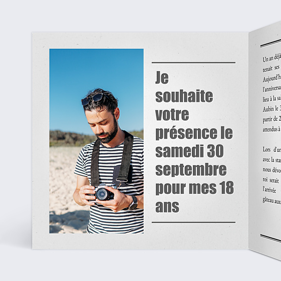 Invitation Anniversaire Adulte Journal