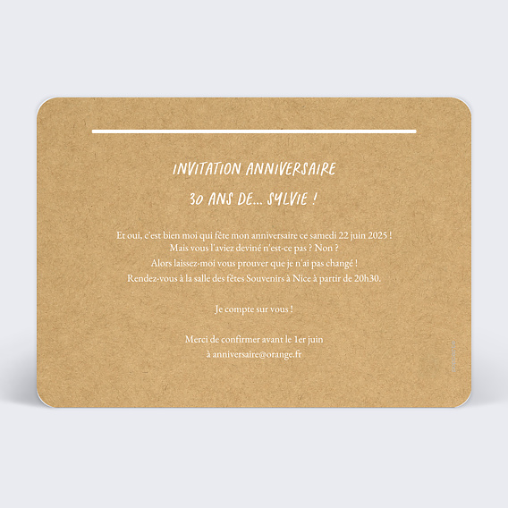 Invitation anniversaire Invitation Anniversaire Qui est-ce ? Verso