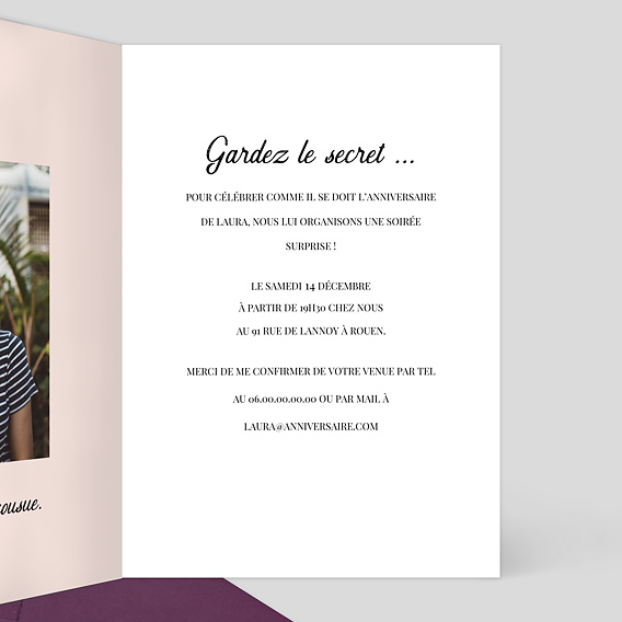 Invitation anniversaire Motus Intérieur Droit