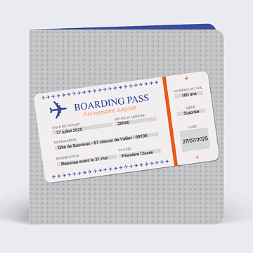 Invitation Anniversaire Virtuelle Billet d'Avion