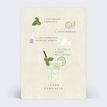 Invitation Anniversaire Adulte Cocktail Mojito