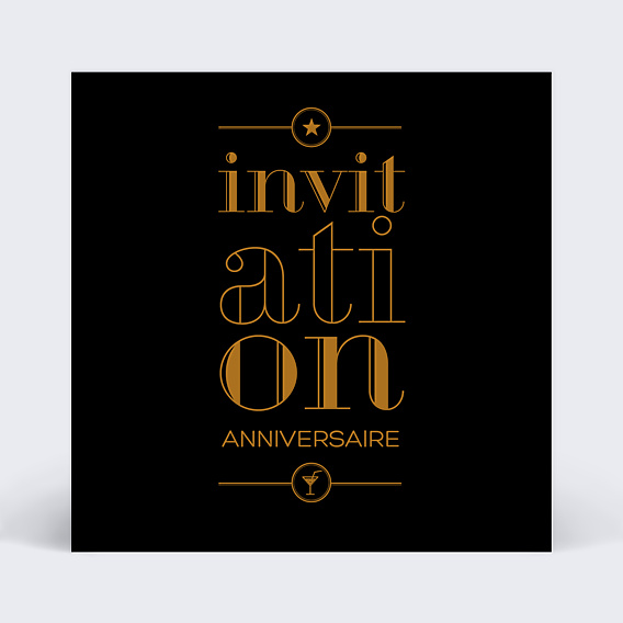 Invitation Anniversaire Adulte Années Folles Typographie