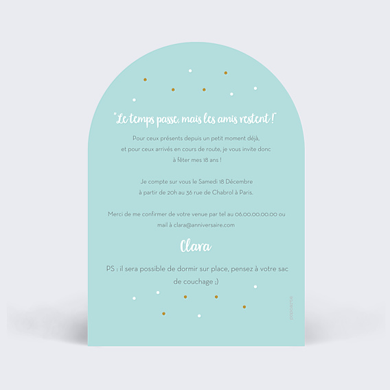 Invitation Anniversaire Adulte Paillettes Pastel