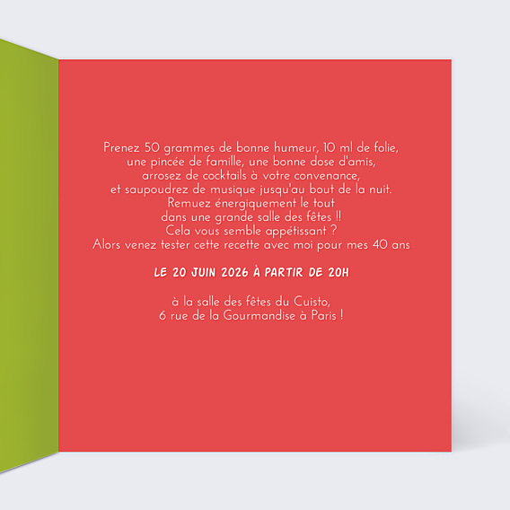 Invitation Anniversaire Adulte Gâteau