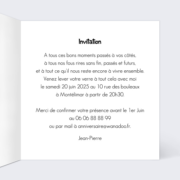 Invitation Anniversaire Soirée Anniversaire Rétrospective Intérieur Droit