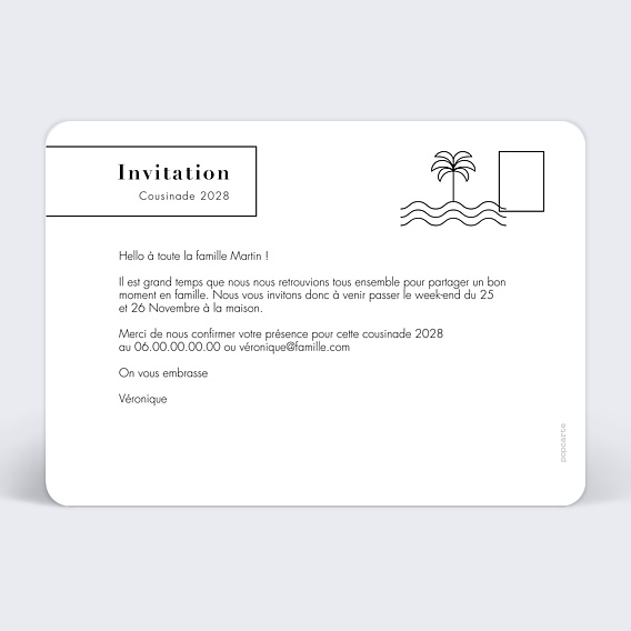 Carte d'invitation Ruban Verso