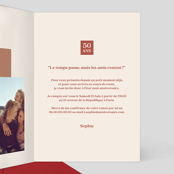 Invitation anniversaire Classique Femme Intérieur Droit