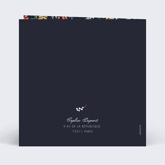 Invitation anniversaire Grands chiffres fleurs Verso