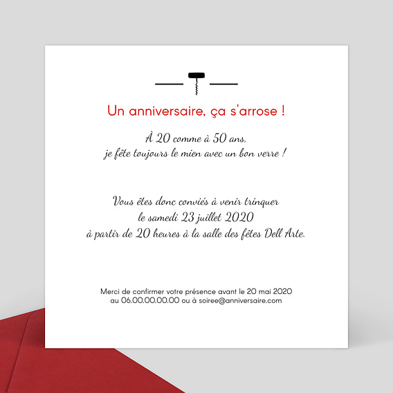 Carte d'invitation Dégustation Verso