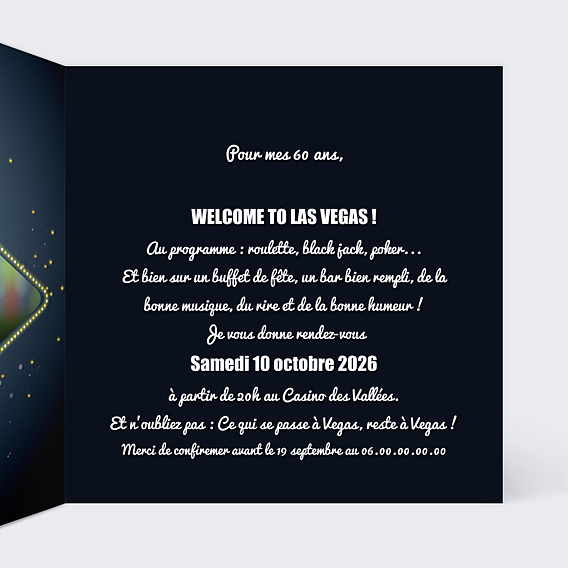 Invitation Anniversaire Adulte Casino 