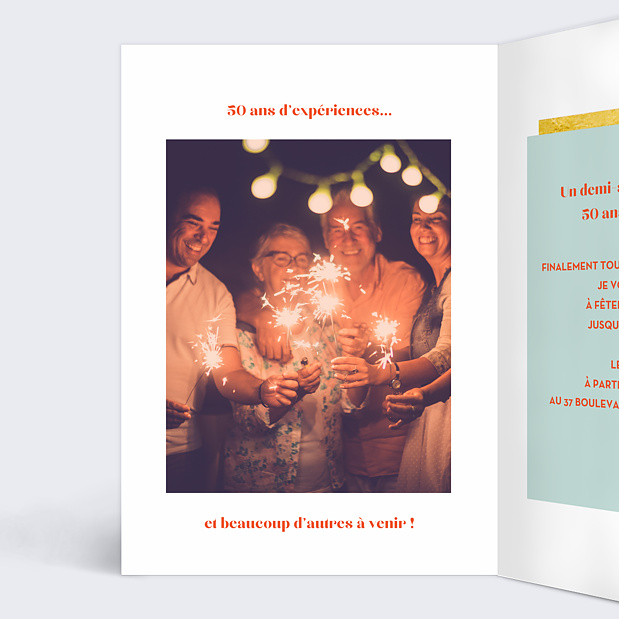 Invitation Anniversaire Multicolore 3 Photos Intérieur Gauche