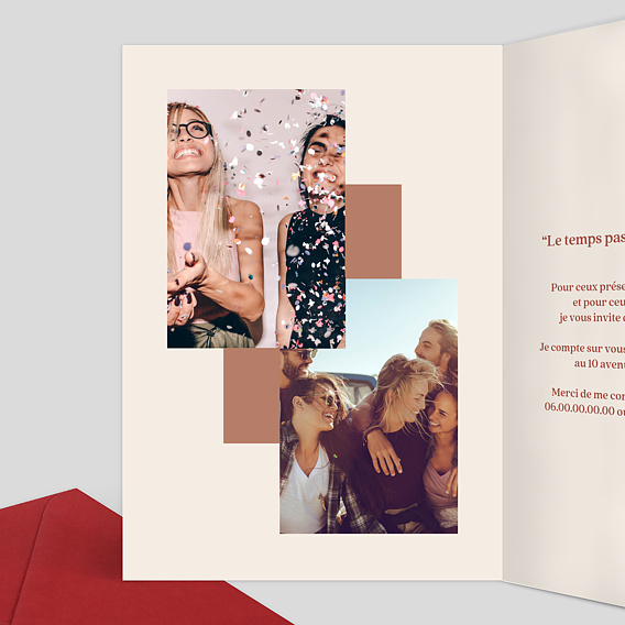 Invitation anniversaire Classique Femme Intérieur Gauche