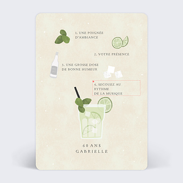 Invitation Anniversaire Adulte Cocktail Mojito