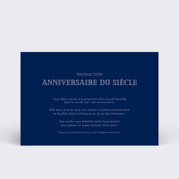 Invitation Anniversaire Theme Cinema Popcarte