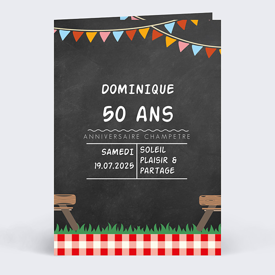 Invitation anniversaire Pique-nique Champêtre