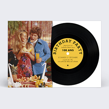 Invitation anniversaire adulte Effet Vinyle