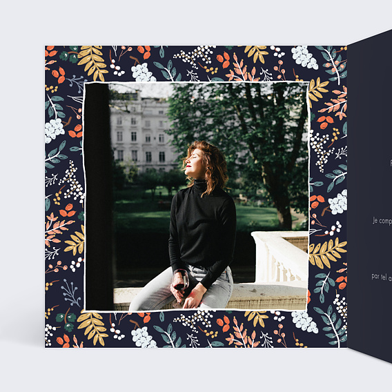 Invitation anniversaire Grands chiffres fleurs Intérieur Gauche