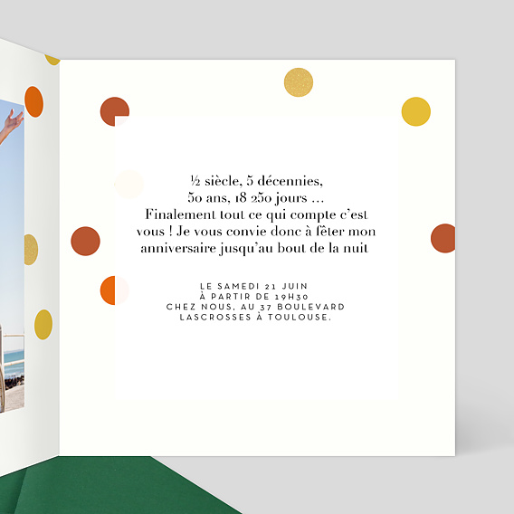 Invitation anniversaire Sobre Intérieur Droit