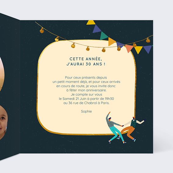 Invitation anniversaire Invitation Fiesta Intérieur Droit