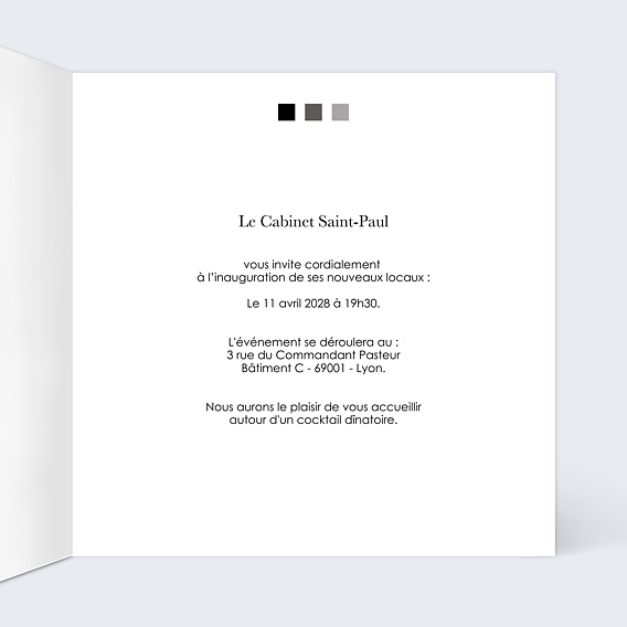 Invitation professionnelle Inauguration Entreprise Intérieur Droit