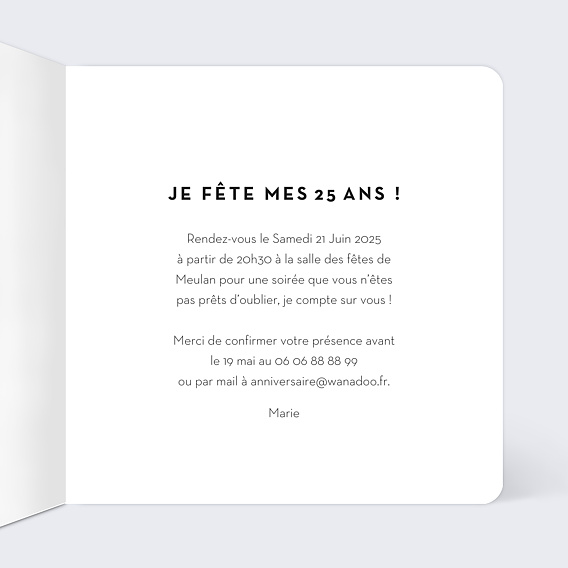 Invitation anniversaire Popart 9 Photos Intérieur Droit