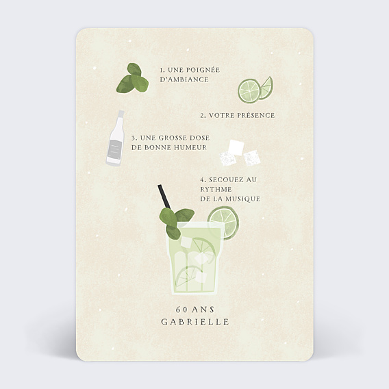 Invitation Anniversaire Adulte Cocktail Mojito