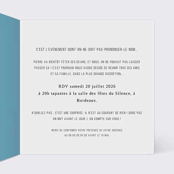 Invitation Anniversaire Adulte Chut Surprise