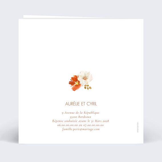 Carte d'invitation Joli Bouquet Verso