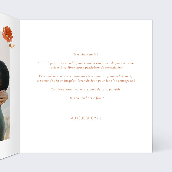 Carte d'invitation Joli Bouquet Intérieur Droit