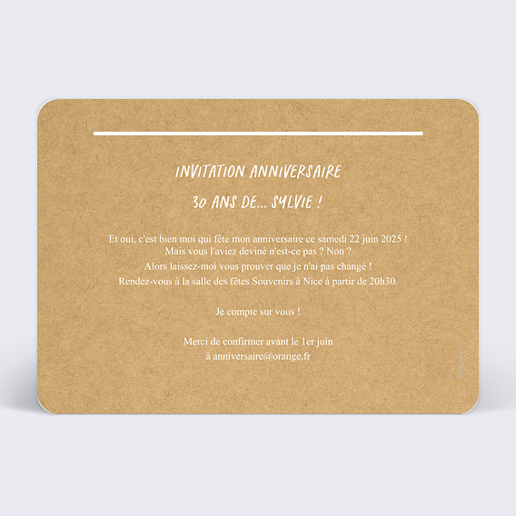 Invitation anniversaire Invitation Anniversaire Qui est-ce ? Verso