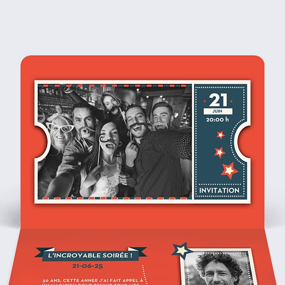 Invitation anniversaire Vintage Intérieur Gauche